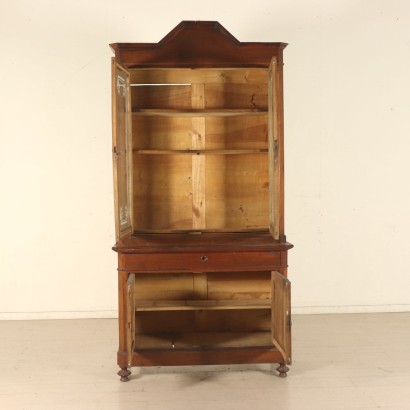 Double Body Walnut Bookcase Italy Second Half of 1800s