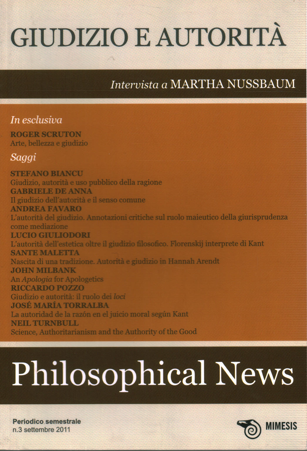 Philosophical News n. 3 September 2011: Judgment, s.a.