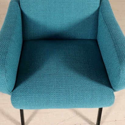 Fauteuil Mousse Tissu Métal Bois Vintage Italie Années 60