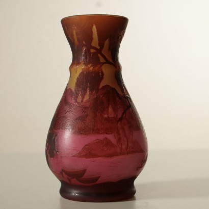 Vase Gallé Verre Polychromie Marque en relief France '900