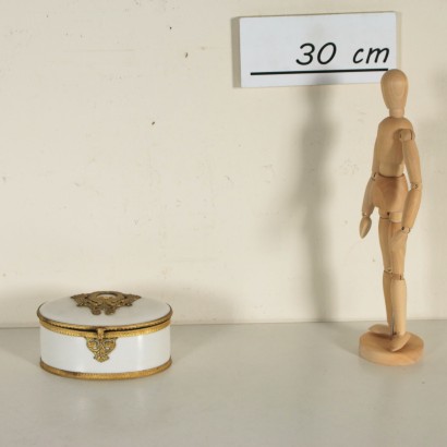 Boîte Porcelaine Blanche Bronze Marque sous la Base France '800