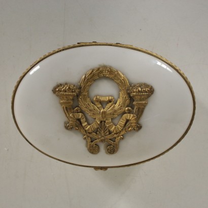 Boîte Porcelaine Blanche Bronze Marque sous la Base France '800