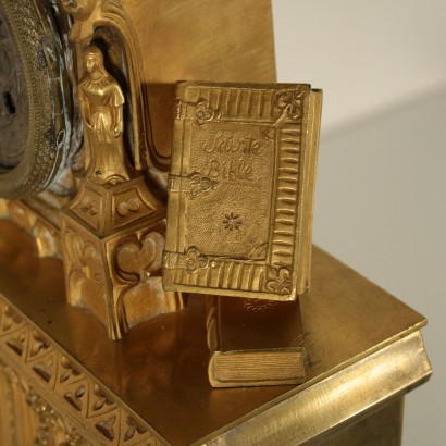 Neo-Gothic Table Clock Gilded Bronze France Mid 19th Century