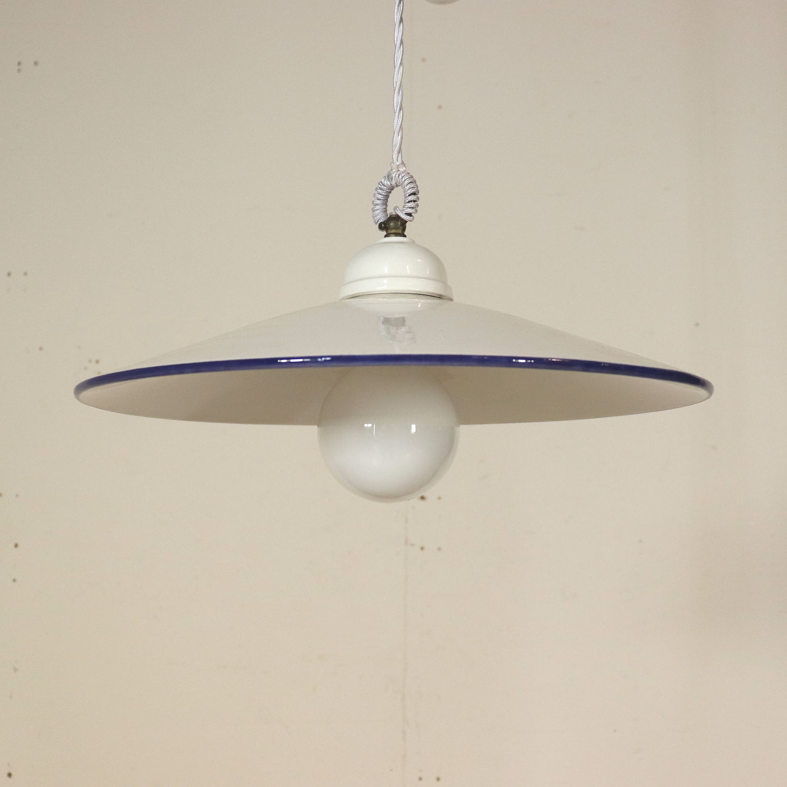 Latch Ceiling Lamp Glazed Ceramic Vintage Italy 1940s 1950s