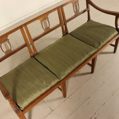 Walnut Neoclassical Sofa Cane Seat Italy Late 1700s