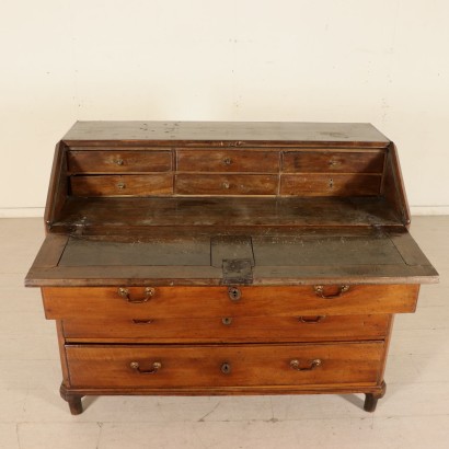 Walnut Drop-Leaf Bureau Italy First Half of 1700s