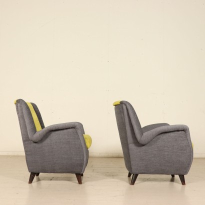 Pair of Armchairs Fabric Upholstery Vintage Italy 1950s