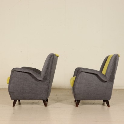 Pair of Armchairs Fabric Upholstery Vintage Italy 1950s