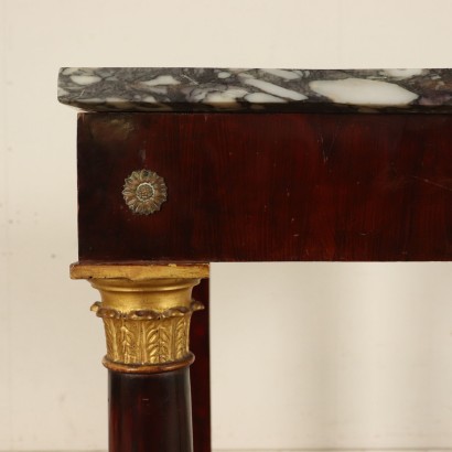 Empire Console Table Walnut Bronze Marble Top Italy Early 1800s