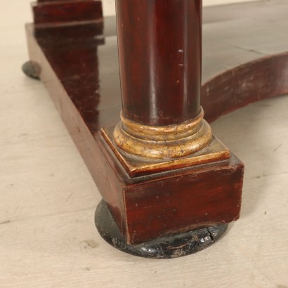 Empire Console Table Walnut Bronze Marble Top Italy Early 1800s