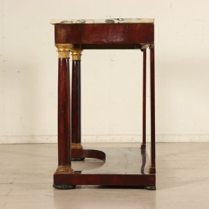 Empire Console Table Walnut Bronze Marble Top Italy Early 1800s