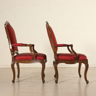 Paire de Fauteuils Baroque tardif Noyer Italie Première moitié '700