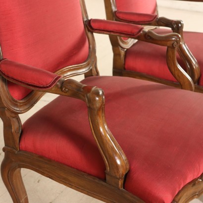 Paire de Fauteuils Baroque tardif Noyer Italie Première moitié '700