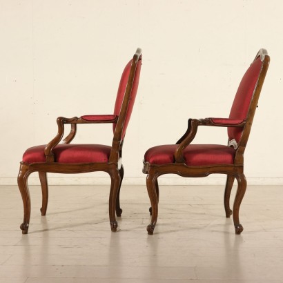 Paire de Fauteuils Baroque tardif Noyer Italie Première moitié '700