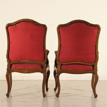 Paire de Fauteuils Baroque tardif Noyer Italie Première moitié '700