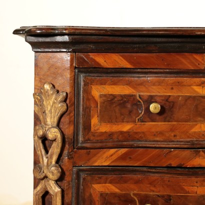 Lombard Walnut Nightstand Four Drawers Italy First Half of 1700s