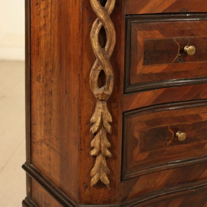 Lombard Walnut Nightstand Four Drawers Italy First Half of 1700s