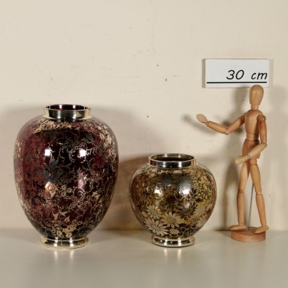 Deux Vases Verre Fabriqué en Italie Années 40-50