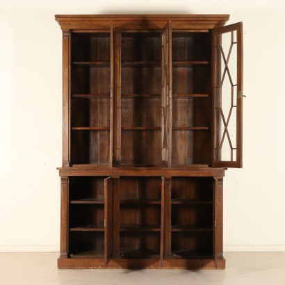 Double Body Bookcase Oak England Late 1800s