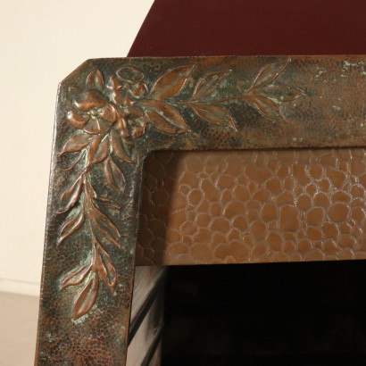 Kamin Federico Quatrini Keramik Eisen Granit Italien 60er Jahre.