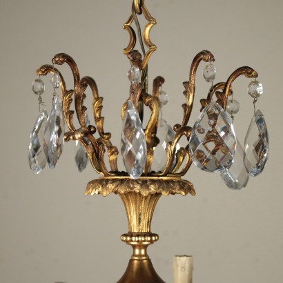 Bronze Chandelier Crystal Pendants Italy Early 1900s