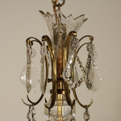 Brass and Cristal Chandelier Italy Mid 20th Century