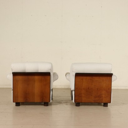 Pair of Armchairs Stained Poplar Veneer Vintage Italy 1960s