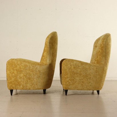 Pair of Armchairs Springs Feathers Velvet Vintage Italy 1940s-1950s