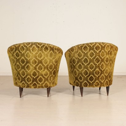 Pair of Armchairs Springs Velvet Vintage Italy 1950s