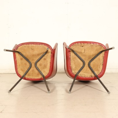 Pair of Armchairs Foam Leatherette Vintage Italy 1960s