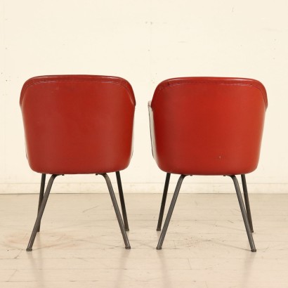 Pair of Armchairs Foam Leatherette Vintage Italy 1960s
