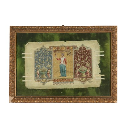 Painting on Parchment Allegory of Sacred Love 19th Century