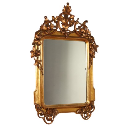 Large Shaped Mirror with Carvings Italy Early 20th Century