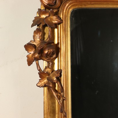 Grand Miroir Bois doré Fabriqué en Italie Premier '900