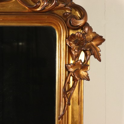 Large Shaped Mirror with Carvings Italy Early 20th Century