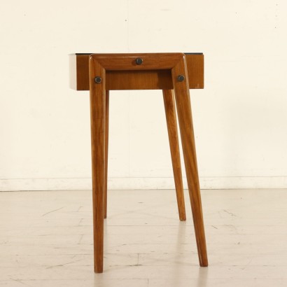 Desk with Drawers Stained Beech Mahogany Veneer Glass Vintage 1950s