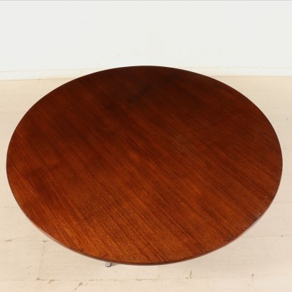 Coffee Table Teak Veneer Metal Vintage Manufactured in Italy 1960s