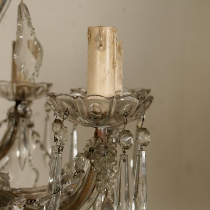 Lustre à quatre Bras Verre Cristal Italie Premier '900