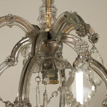 Lustre à quatre Bras Verre Cristal Italie Premier '900