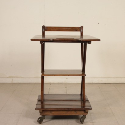 Service Cart Stained Beech Wood Vintage Manufactured in Italy 1940s