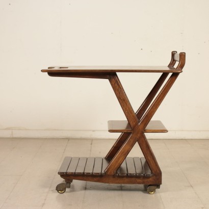 Service Cart Stained Beech Wood Vintage Manufactured in Italy 1940s