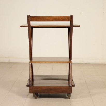 Service Cart Stained Beech Wood Vintage Manufactured in Italy 1940s