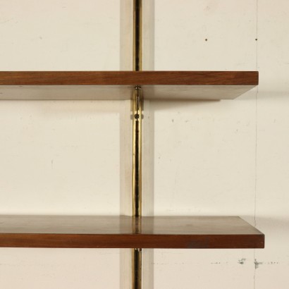 Wall Bookcase Mahogany Veneer Brass Vintage Italy 1960s