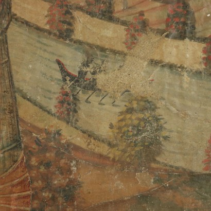 Fake Part of Fresco with Medieval Scene 20th Century