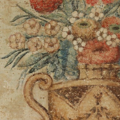 Finto strappo d'affresco con vaso di fiori-particolare