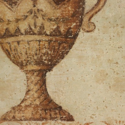 Finto strappo d'affresco con vaso di fiori-particolare