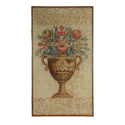 Pittura Antica-Finto strappo d'affresco con vaso di fiori