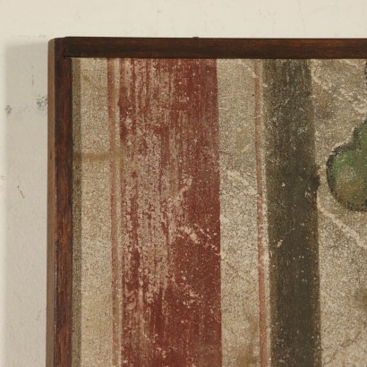 Fake Part of Fresco with Flower Decoration Plywood 20th Century