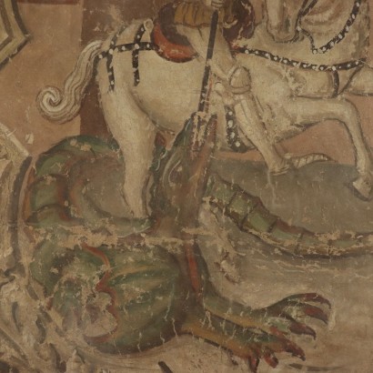 Fake Part of Fresco with St. George and the Dragon 20th Century