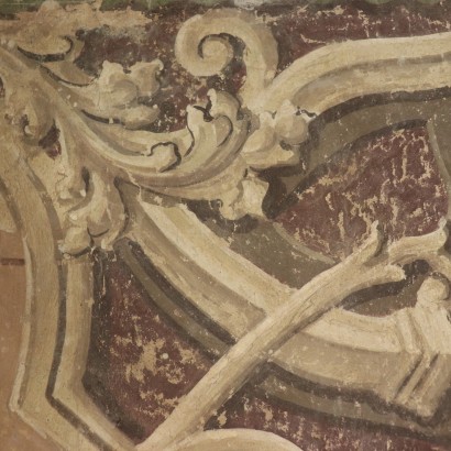 Falso desgarro de un fresco con San Jorge y el Dragón-detalle